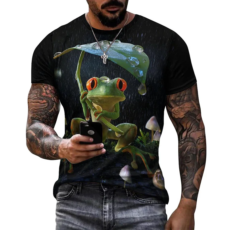 

Summer Casual Men Women Couples T-shirt Cute Style Funny Pattern Animal Tree Frog Hd 3D T Shirt Short Sleeve O-Neck Summer Tops