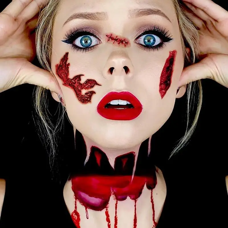 

Halloween Tattoos Zombie Scar Stickers 10PCS Waterproof Fake Bloody Wound Decals Realistic Haunted Face sticker Accessories