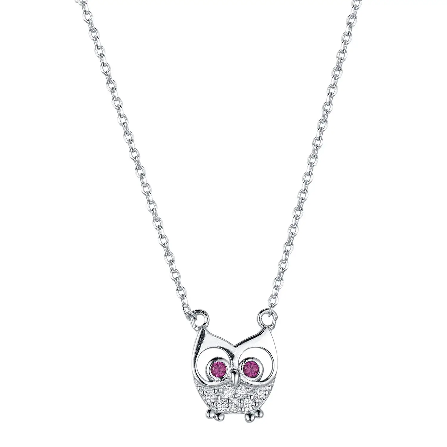 

best selling 925S silver cute owl inlaid with diamond pendant clavicle high quality niche female necklace female