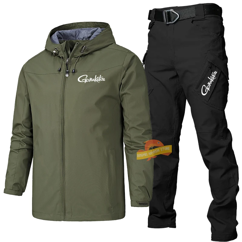 

Новый мужской водонепроницаемый костюм Gamakatsu для рыбалки на весну осень тонкая походная одежда ветрозащитная уличная спортивная куртка + тактические брюки