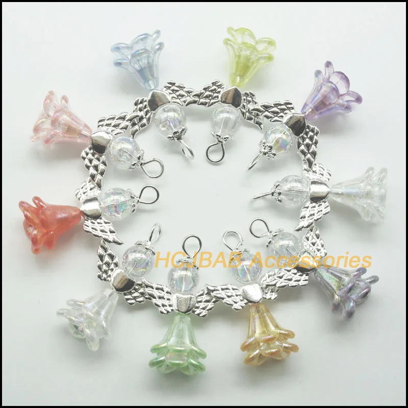 10 новых смешанных акриловых подвесок AB в виде ангела, Ранняя слава, цветок 22x34 мм