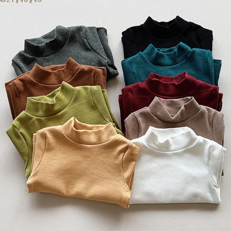 

Baby Girls Boys T-shirt Solid Color Stretch Bottomed shirt 1-6Yrs Kids T-shirt Spring Autumn Cotton Long Sleeve Bottomed Shirt