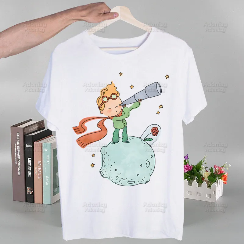 

Мужская футболка с рисунком Маленького принца, летняя мужская футболка с рисунком лисы, с коротким рукавом, забавные мужские топы