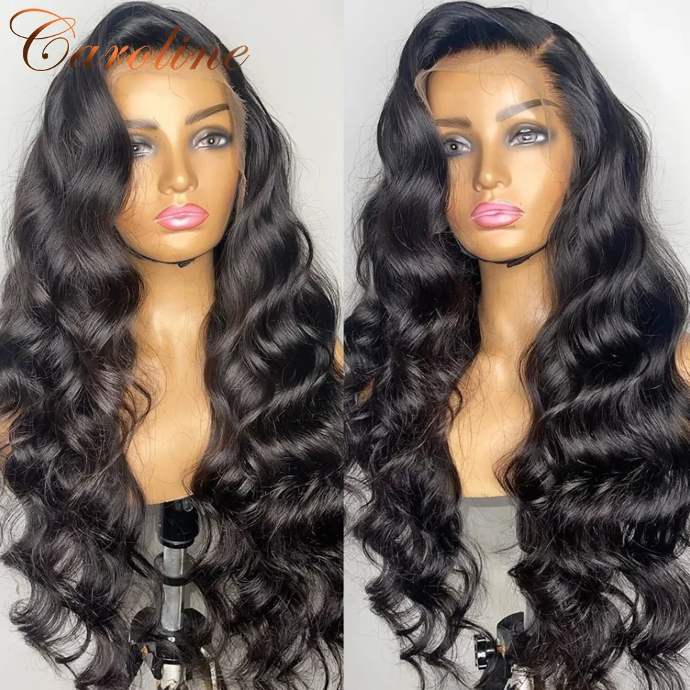 HD Transparent Lace Frontal Wig 180% Full Brazilian Body Wave Lace Front Human Hair Wig Natural Hairline Body Wave Wig For Women
