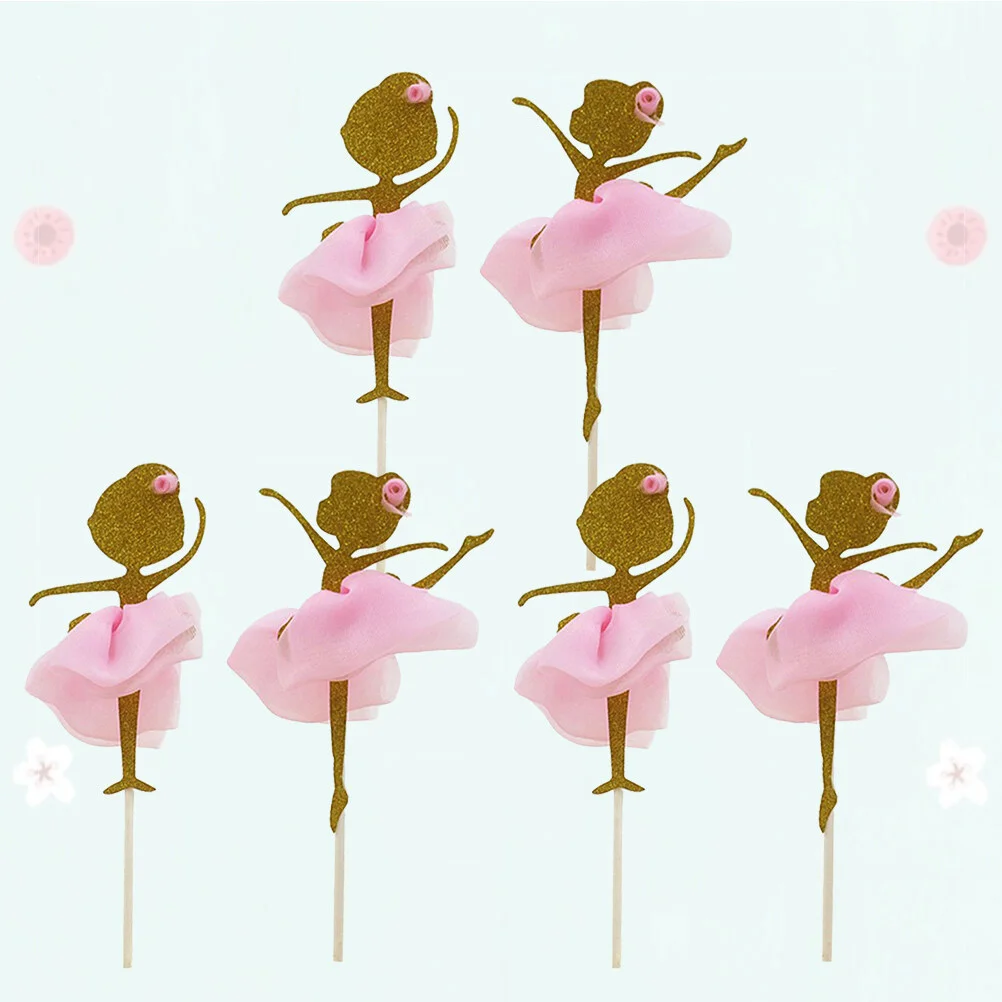 

6 PCS Dancing Ballet Cake Toppers Girl Girls Tutu Tutu Dresses For Girls Ballerina Picks Plug-in