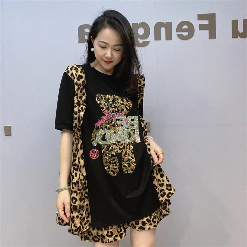 Женский летний комплект из двух предметов топ с оборками и шорты круглым вырезом