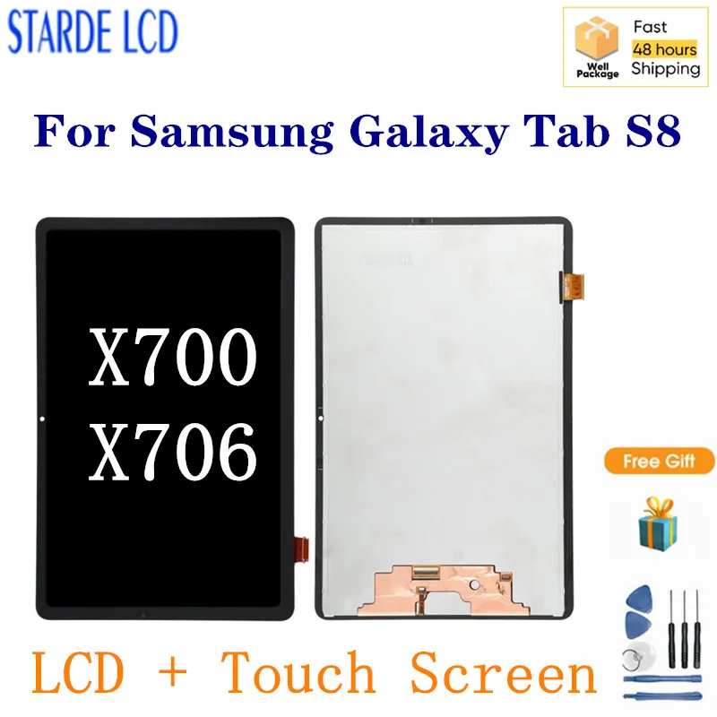 100% Original For Samsung Galaxy Tab S8 SM-X700 Display+Touch Screen Digitizer Assembly For Samsung Galaxy Tab S8 SM-X706 Screen