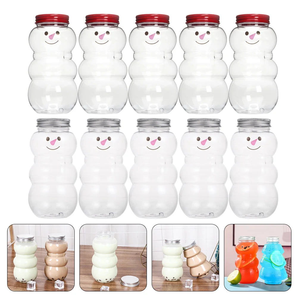 

Bottlesbottle Snowman Beverage Christmas Candydrinkreusable Juicing Capsholiday Xmas Smoothie Jar Lovely Decorations Favors