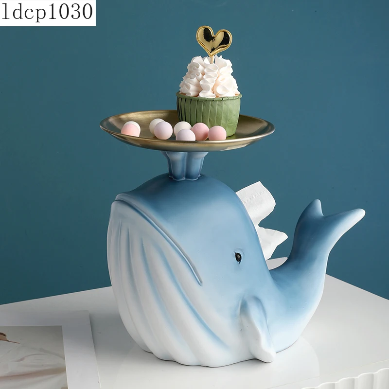 

Household Resin Tissue Box Cute Whale Pumping Box Multifunctional Storage Tray Living Room Coffee Table Storage Decoration