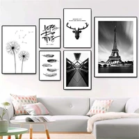 nordic dandelion feather antler wall art poster and print paris tower canvas painting quotes pictures modern living room decor