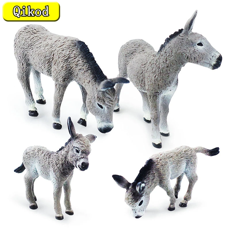 

Simulation Animals Donkey Cub Model Ornaments Gray Donkey Solid Static Action Figures Children's Cognitive Puzzle Toys Hand-Held