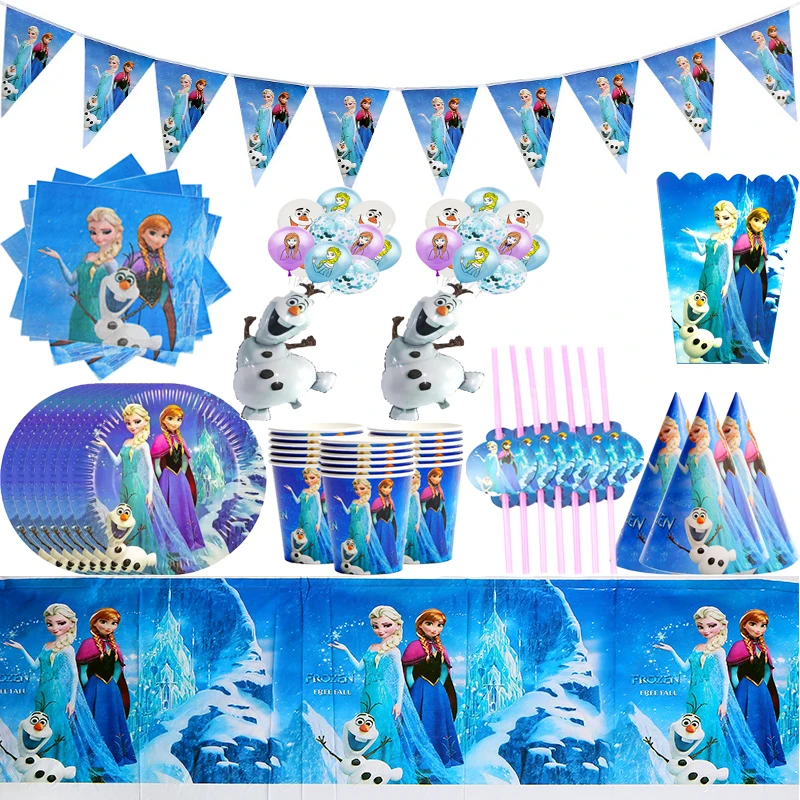 

Baby Shower Kids Girls Favors Birthday Party Frozen Theme Cupcake Toppers Decorate Elsa Anna Cake paper plate tableware