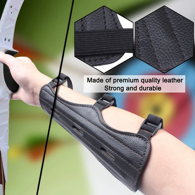 

Leather Adjustable Archery For Hunting Practice Protection Safe Strap Armband Arm Guard Protection Accessories Archery Arm Guard