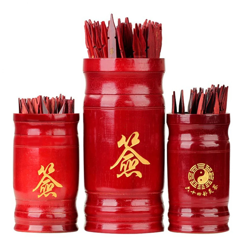 Sign-Seeking Tube Draw Canister 64-Sign Guanyin 100-Sign Delivery Details Bamboo Household to Explain Fortune Slips Supplies