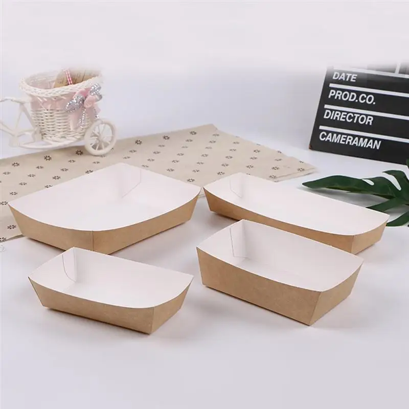 

Container Open Packaging Lunch Boxes Paperboard Box Biscuits Snack Serving Disposable Fries Meal Boat Fried Paper French Tray