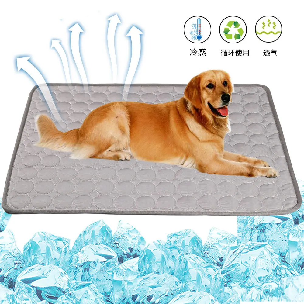 

Dog Cat Mat Bed Self Cooling Non Toxic Pad Pet Ice Washable Silk Fabric Soft Summer Sleeping Mattress Breathable Accessories