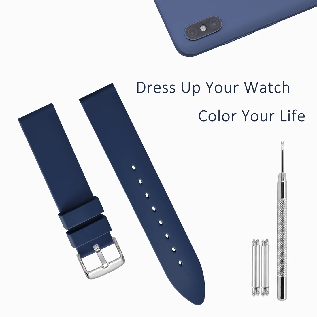 WOCCI Sport Rubber Silicone Watchband 16mm 18mm 20mm 22mm 24mm Black Blue Watch Band Sweat Proof Watch Strap Fit for Summer