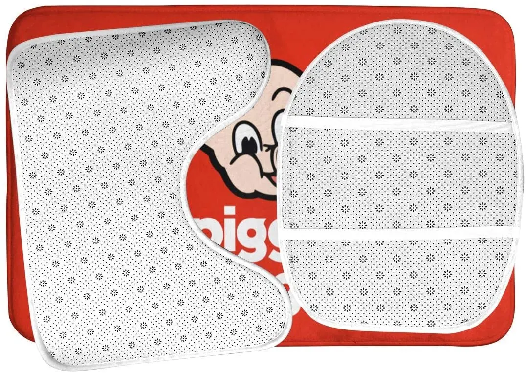 

Piggly Wiggly Funny 3 Piece Set Bath Mat Set, non-Slip Bathroom Mats Set/Bathroom Rugs/Contour Mat/Toilet Cover