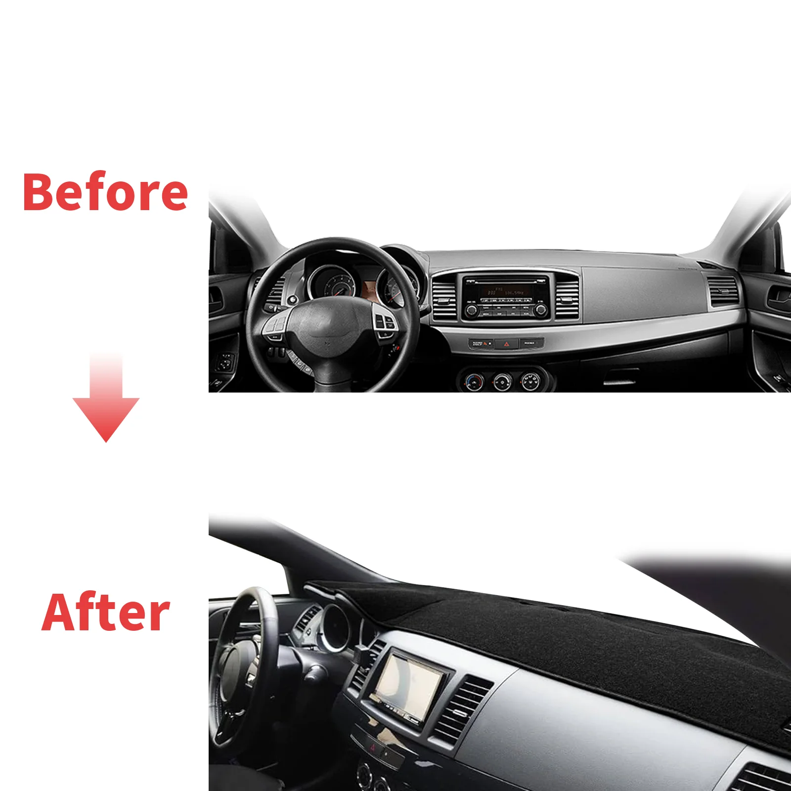 Фото Для Mitsubishi Lancer 2008-2016 Ralliart EVO X Galant Fortis EX защитный ковер Dashmat накладка на приборную панель DashMat солнцезащитный козырек №2