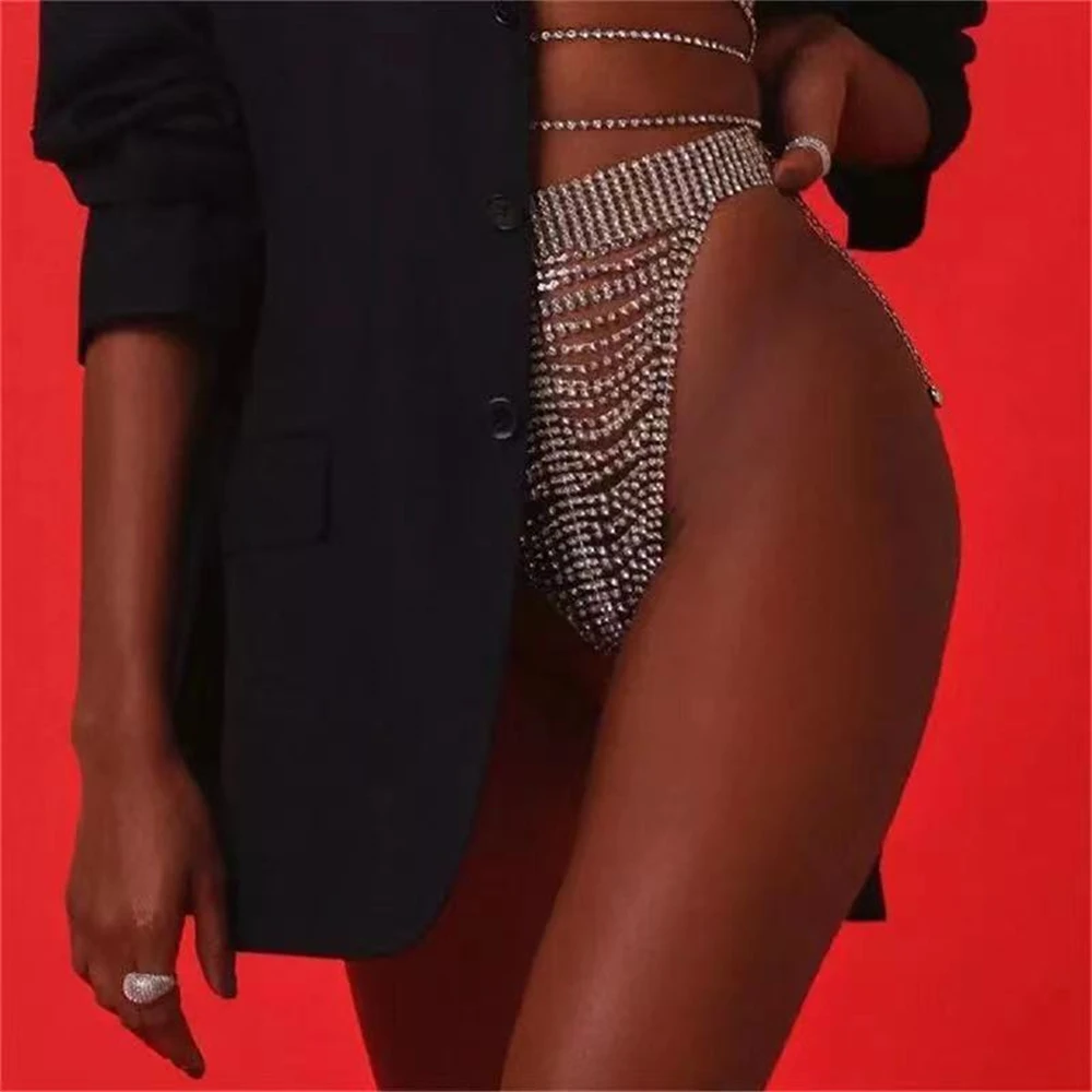 

Роскошные Стразы, бриллиантовые Многослойные женские круглые трусики с кисточками на талии, нижнее белье с кристаллами, стринги, ювелирные ...