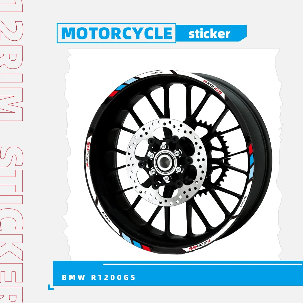 

New high quality 12 Pcs Motorcycle Wheel Sticker stripe Reflective Rim decals For BMW R1200GS r1200 gs