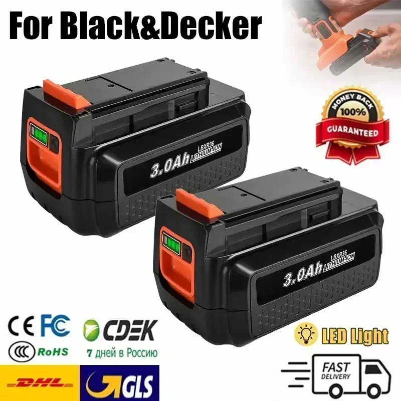 Фото Для Black Decker 36 В/40 В 3000 мАч литий-ионный аккумулятор для электроинструмента LBXR36 BL2036 LBX2040 LST136 LST420 LST220 L50 №2