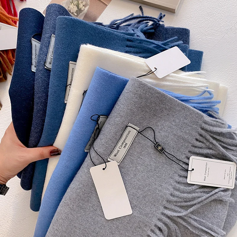 2024 зимний шерстяной шарф для женщин длинные теплые кашемировые шарфы хиджаб