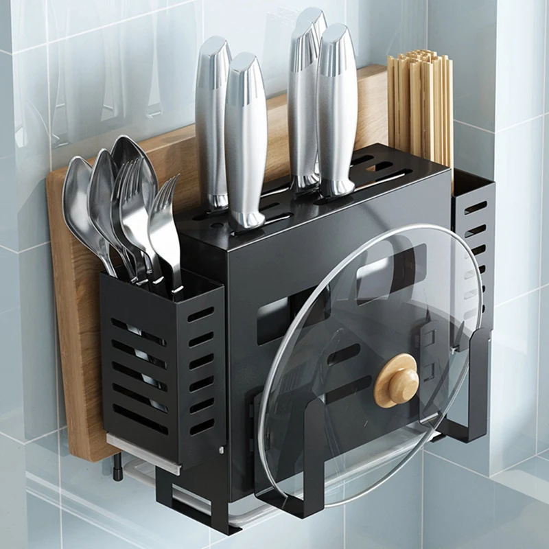 

Stainless Steel Knife Holder Kitchen Items Countertop Knife Cutting Board Spoon Chopsticks Cage Integrated Knife Holder