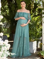 elegant evening dresses one shoulder ruffle sleeves a line lace pattern 2022 ever pretty of simple dusty blue maternity dress
