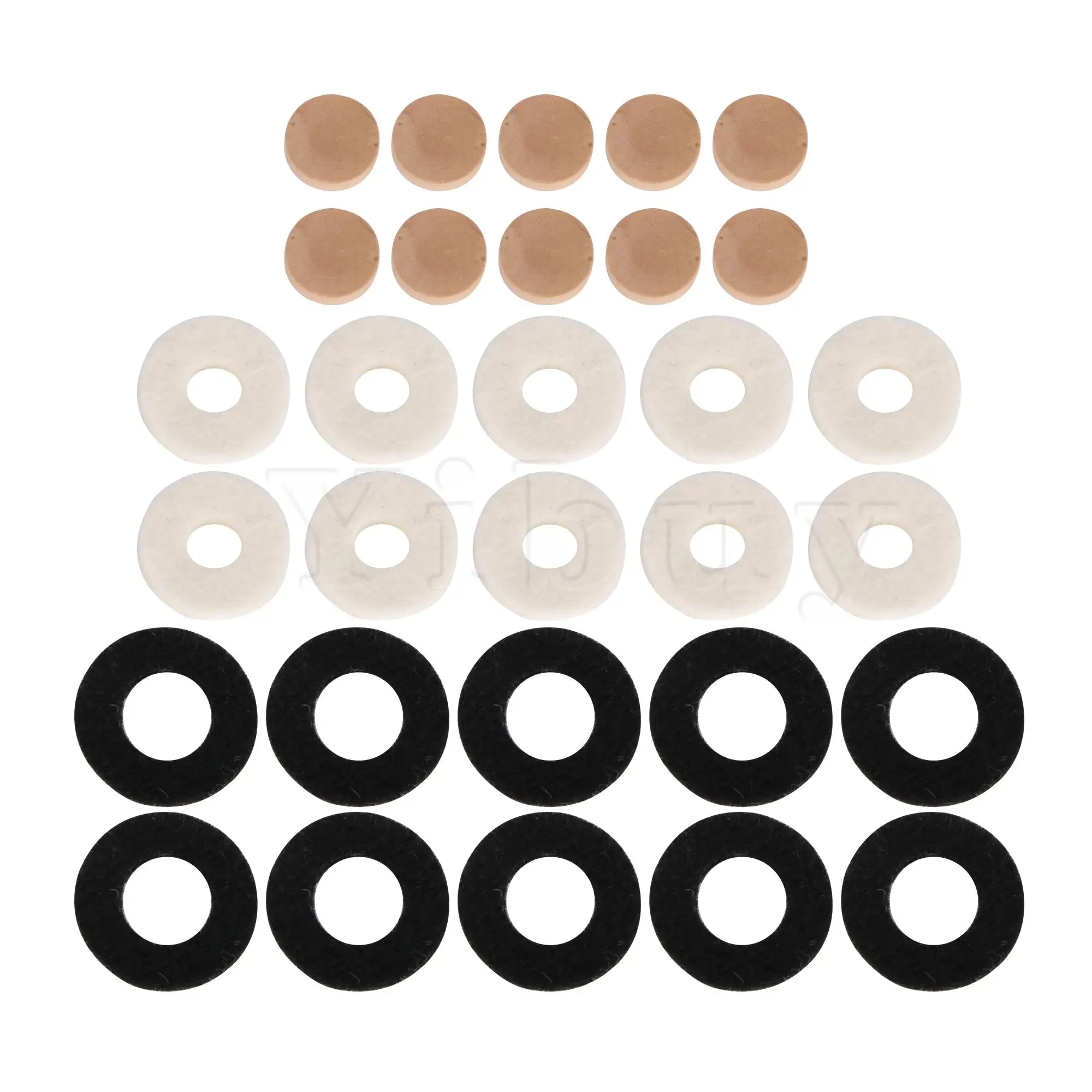 

20 Black White Trumpet Felt Pad and 10 Water Key Cork Mat Accessory Kit