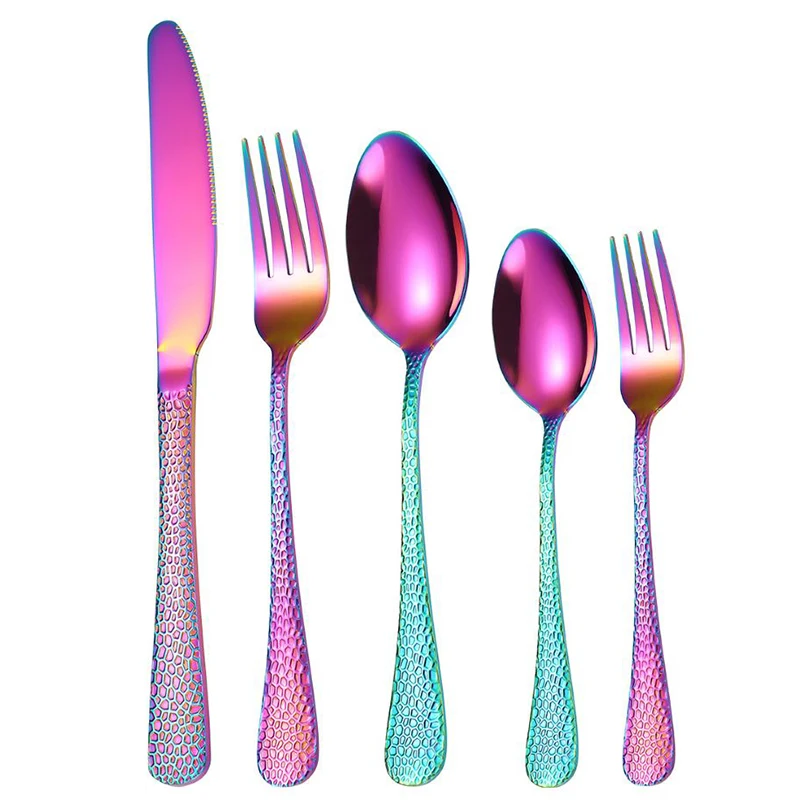 

Luxury Tableware Flatware Set Creative Snake Skin Hotel Steak Dinnerware Set Stainless Steel Gold Cutlery Set Gift