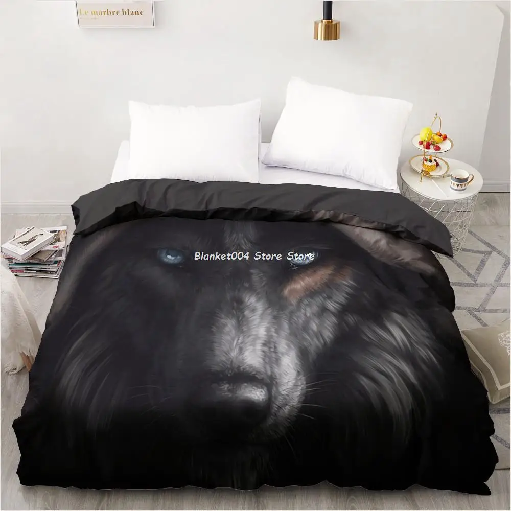 

3D HD Digital Printing Custom Duvet Cover,Comforter/Quilt/Blanket case Queen King Bedding 240x220,Bedclothes Animal Black wolf