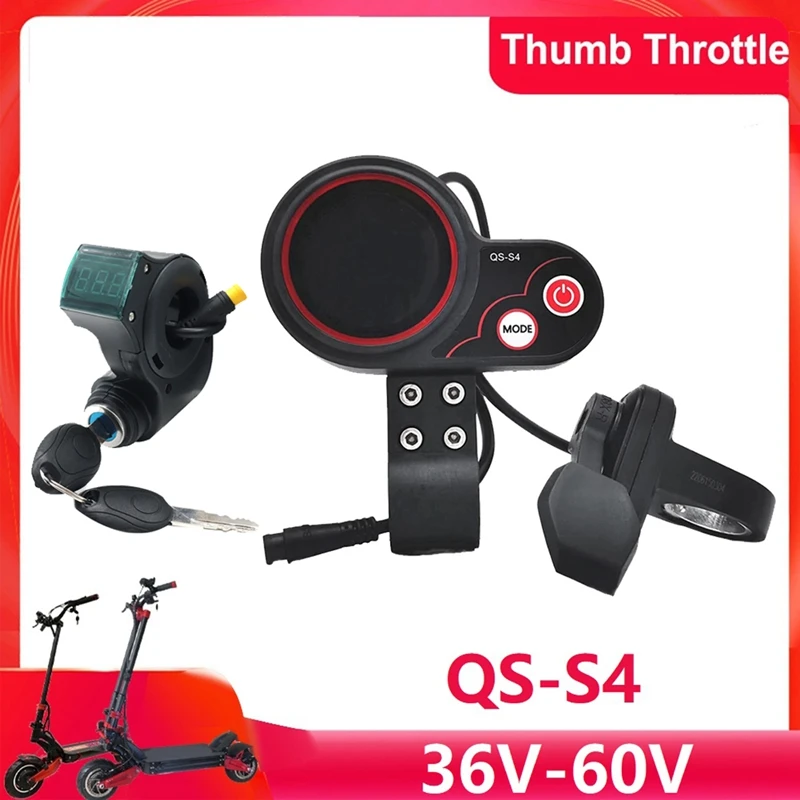

Thumb Throttle LCD Display Kit QS-S4 36V-60V +3PIN Ignition Lock Key For Zero 8 9 10 8X 10X Electric Scooter 6PIN Display