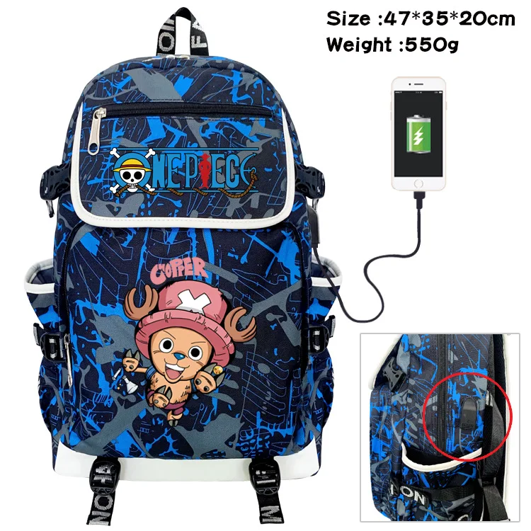 

One Piece Peripheral Backpack Cartoon Print Color School Bag Backpack USB Charging Backpack Birthday Gift for Girls Kids Boys
