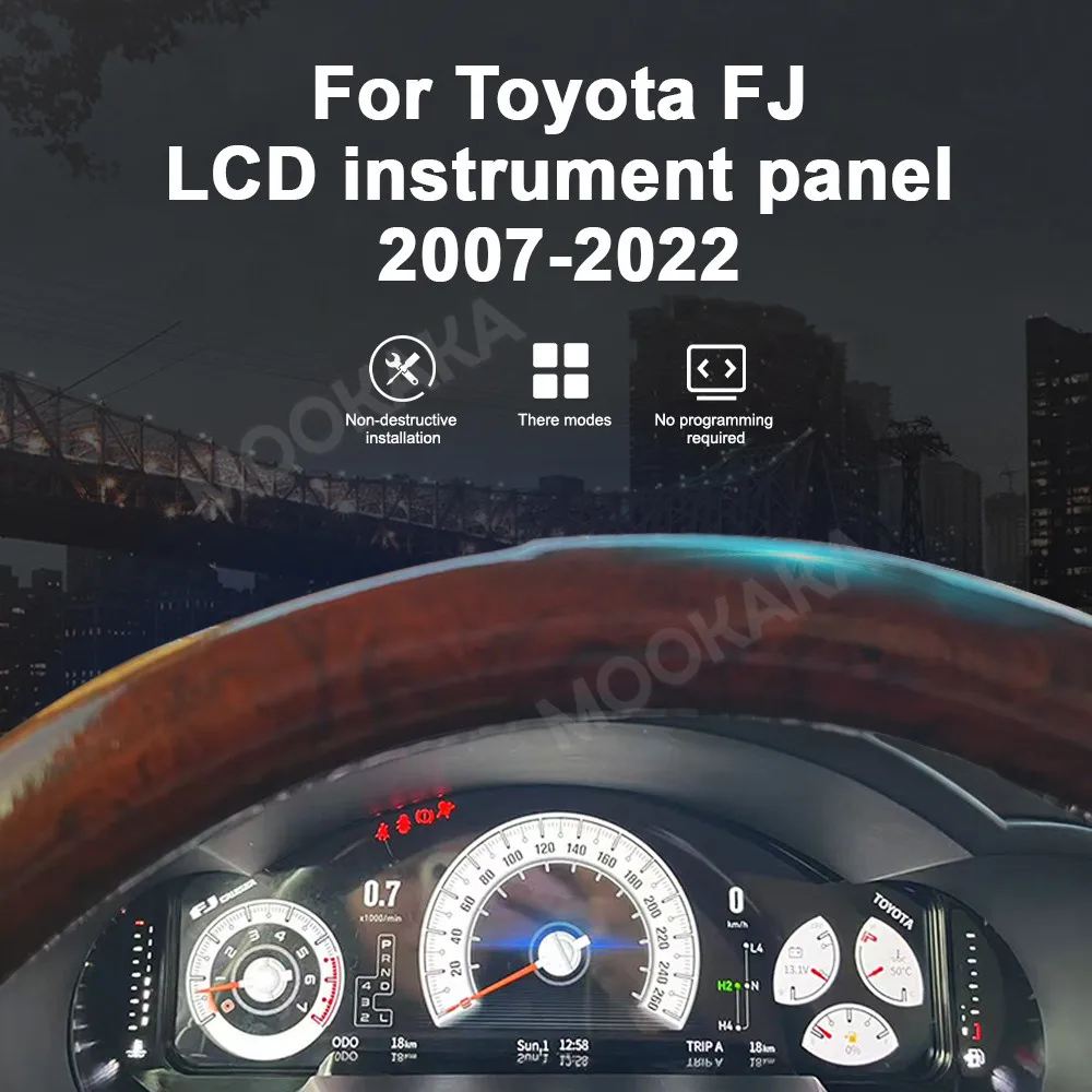 Фото Цифровая приборная панель для Toyota FJ 2007-2022: ЖК-дисплей, спидометр, виртуальный кокпит, мультимедийный плеер №2