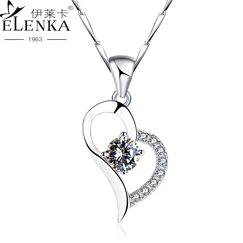 

Eternal Love Necklaces New Fashion 999 Sterling Silver Necklace for Women Colorful Crystal Pendant Clavicle Chain Fine Jewelry