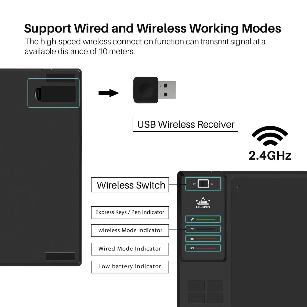 Фото Giano WH1409 V2 Беспроводной графический планшет с функцией наклона Стилус без батареи №4