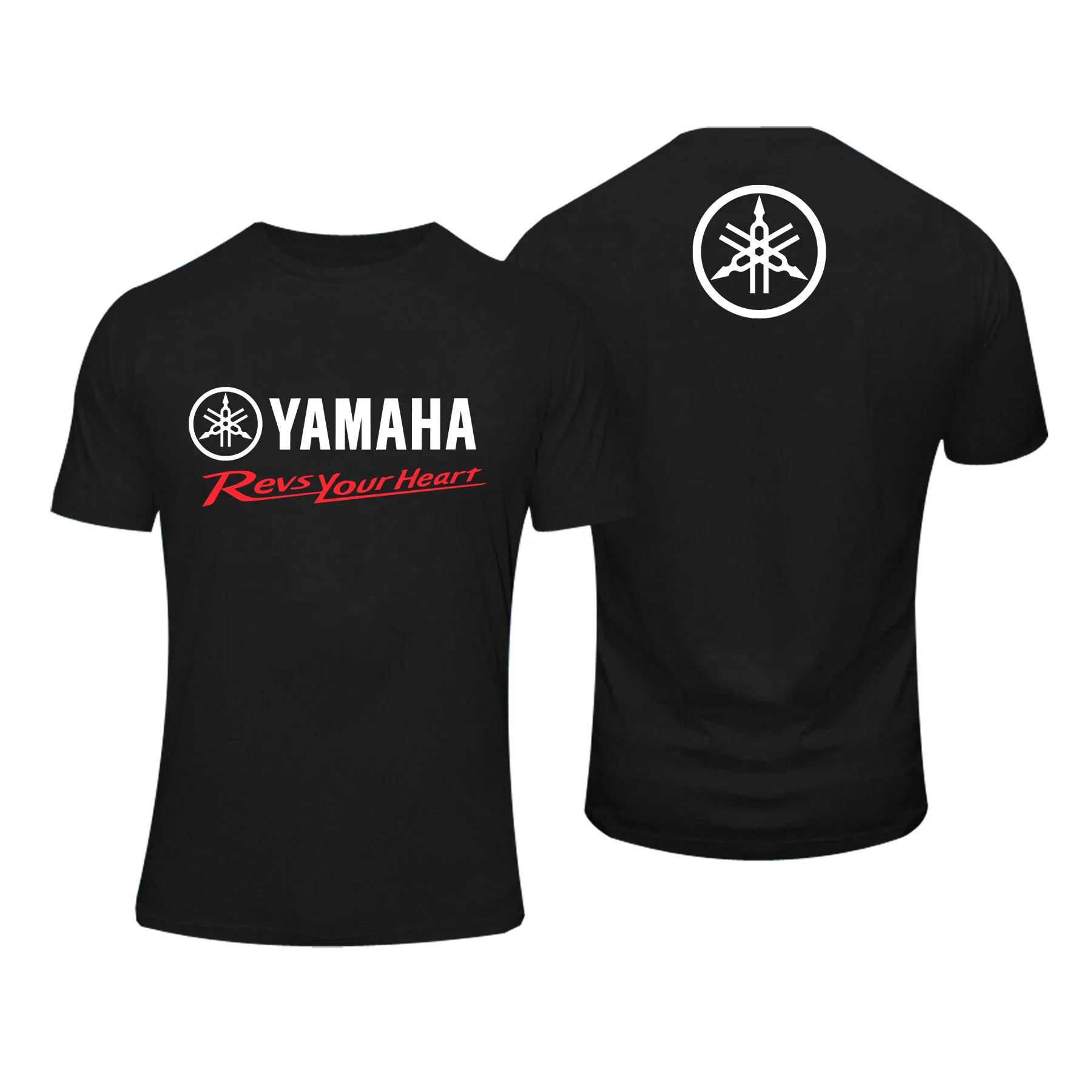 

Amazing Tees Men Yama Motorcycle Revs Your Heart Ally T Shirt Double-sided Casual Ready To Race Oversized T-shirt Graphic S-3XL