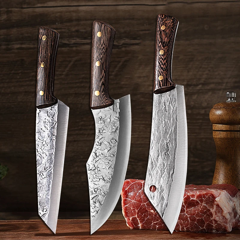 Мясницкий нож ручной работы кованый кухонный для нарезки мяса шеф-повара мясника