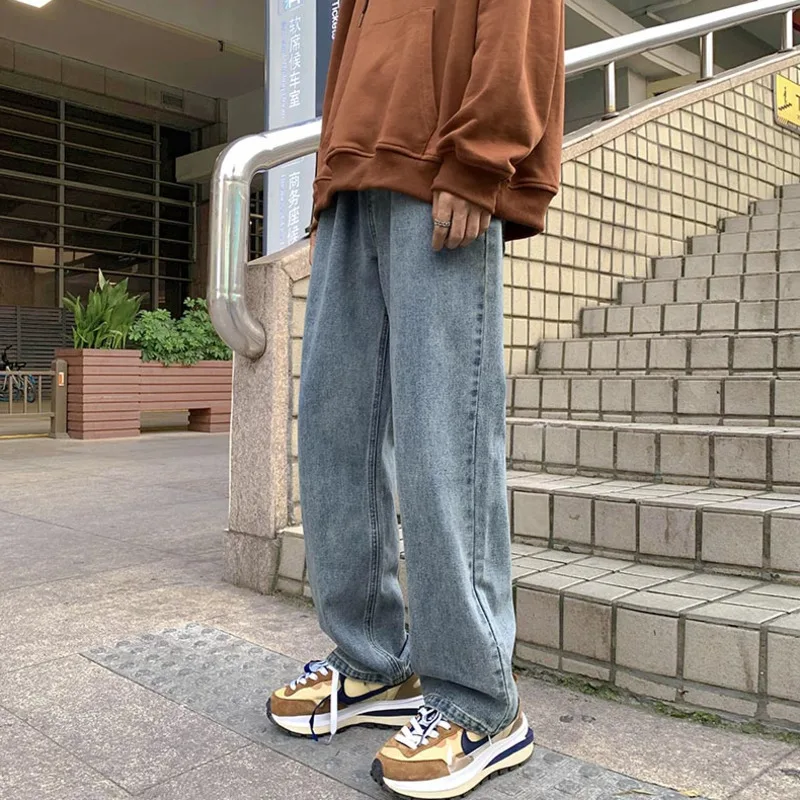 2022 Blue Black Baggy Jeans Men Fashion Casual Straight Jeans Men Streetwear Hip Hop Loose Denim Pants Mens Trousers M-2XL