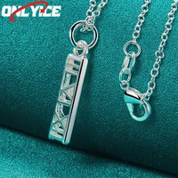 925 sterling silver rectangle hollow letter necklace 16 30 inch snake chain for ladies party wedding fashion jewelry