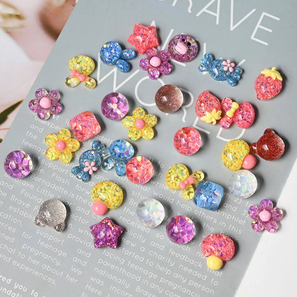 

Kawaii Bear Resin Nail Art Decorations 3d Nail Art Rhineston Nail Glitter Ornaments Diy Uv Gel Manicure Accessorie Random Style