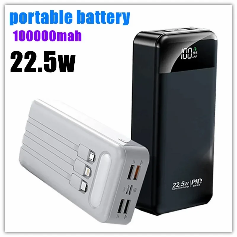 100000 mah Power Bank 22 5 Вт Pd Быстрая зарядка Powerbank Портативное зарядное устройство Poverbank