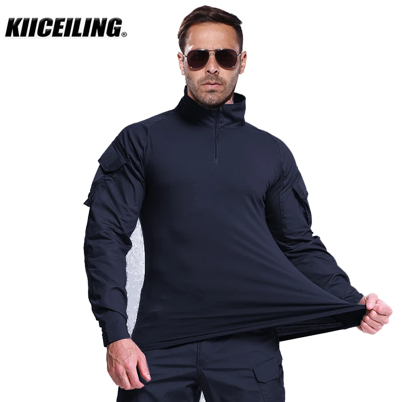 

Black Multicam Tactical T-shirt Men Camouflage T Shirt Clothes Outdoor Hiking Camping Hunting Airsoft Army Military Work Uniform