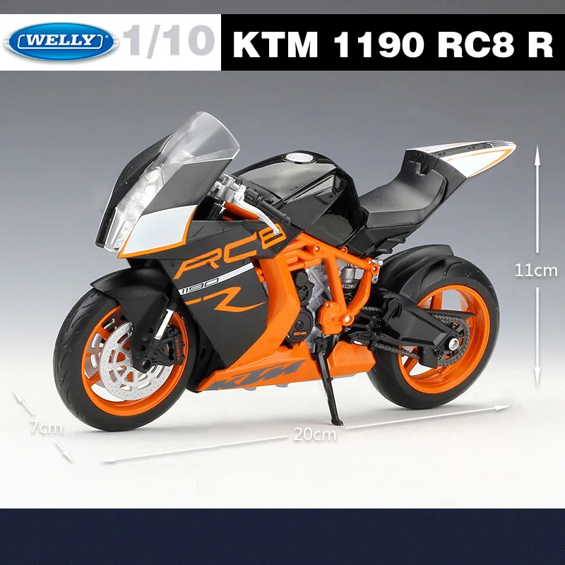

WELLY 1:10 KTM 1190 RC8 R Alloy Motorcycle Model Simulation Metal Toy Street Racing Motorcycle Model Collection Childrens Gifts