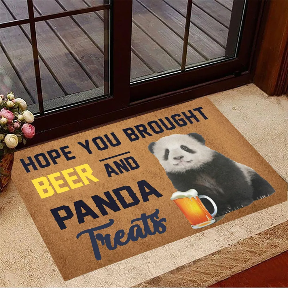 

CLOOCL Funny Animals Doormats 3D Graphic Hope You Brought Beer and Panda Carpets Flannel Decorative Doormat Dropshipping