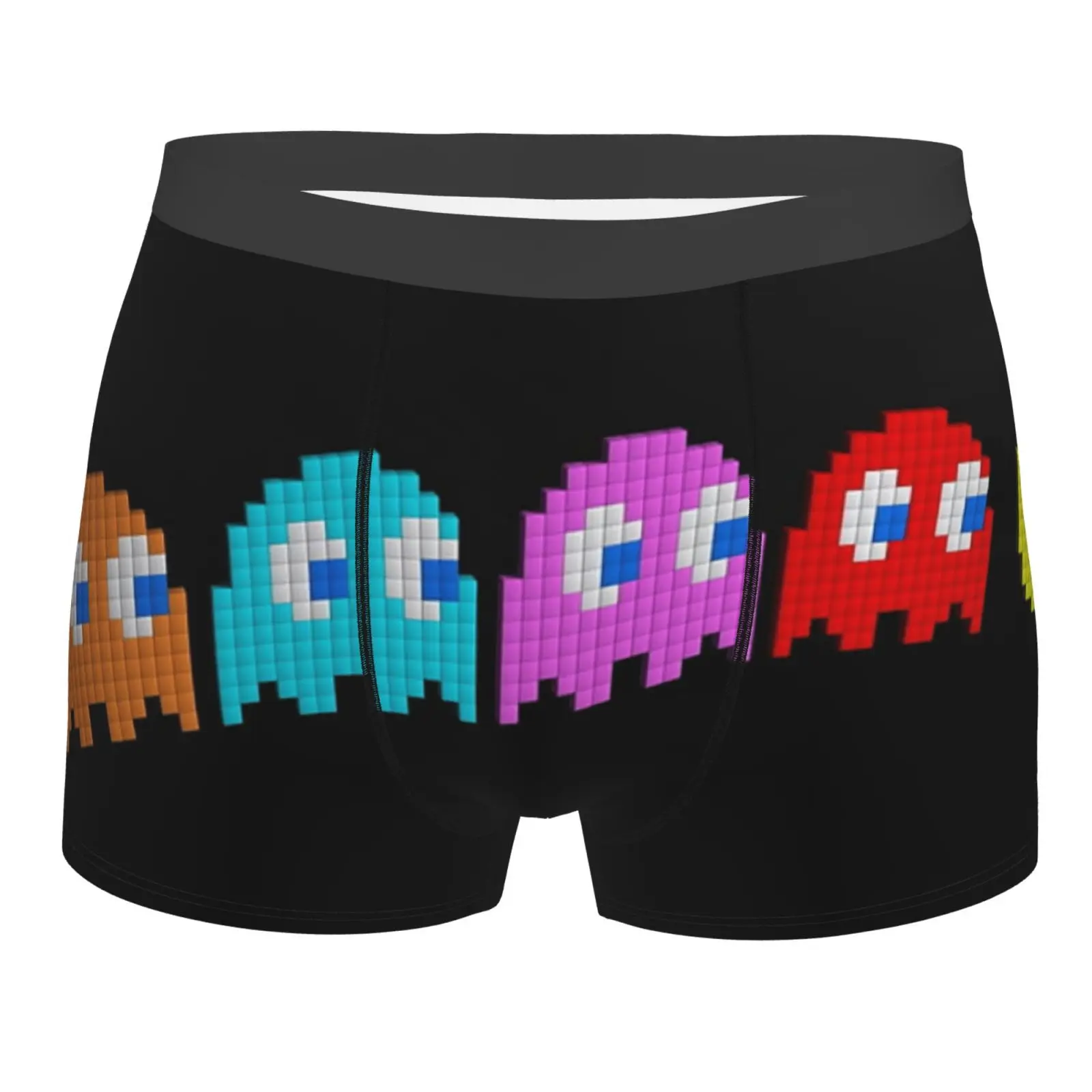 

Мужские шорты-боксеры Pacman Game, черные спортивные шорты из полиэстера, комплект мужского нижнего белья, длинные шорты с шариковым мешочком дл...