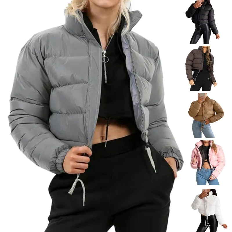 

Thickened Winter Puffer Warm Padded Thick Coat Stand Up Collar Outerwear