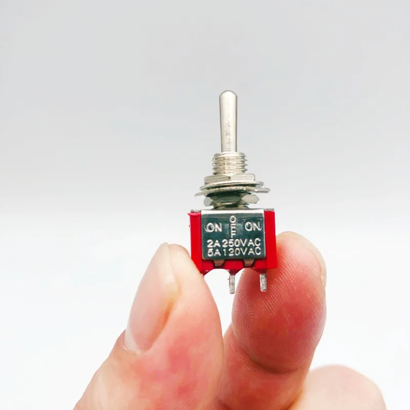 1/5pcs Red Mini 3pin 6mm 2/3 Position Self-resetting Toggle Switches ON-(ON)DPDT 6A/125V 3A/250V AC MTS-112 | Обустройство дома