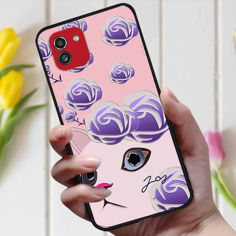 3D чехол с тисненым цветком для Samsung Galaxy A03 A 03 милый рельефный A035F телефона A04 -